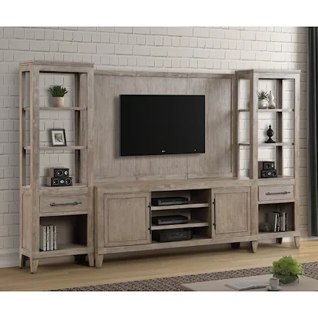 Transitional Entertainment Wall with 2 Piers